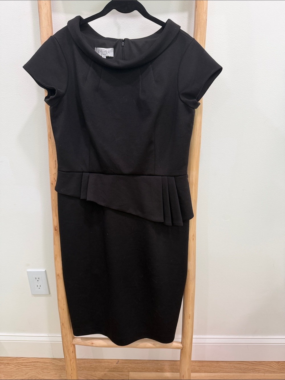 Kasper Black Peplum Sheath Midi Dress